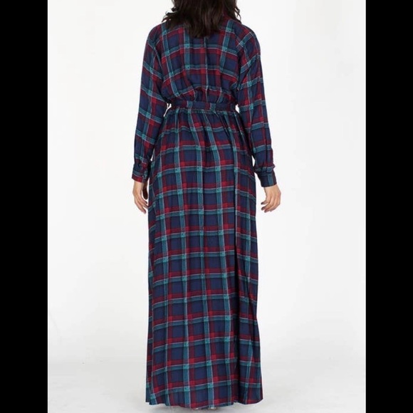Plaid Maxi Dress, loose fit, with belt/pockets - Picture 5 of 5